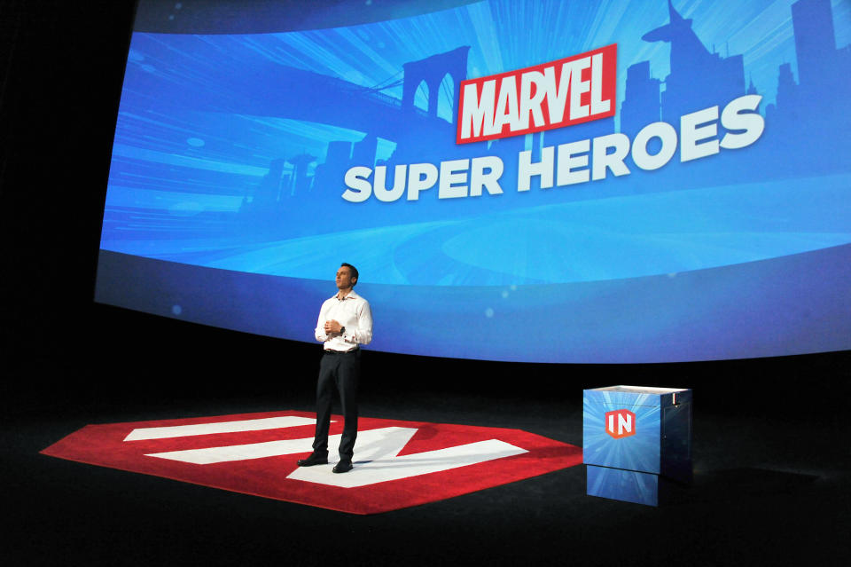 Disney Interactive President Jimmy Pitaro speaks at Disney Infinity 2.0 launch at Pacific Theatres Cinerama Dome on Wednesday, April 30, 2014 in the Hollywood section of Los Angeles. (Photo by Katy Winn/Invision/AP)