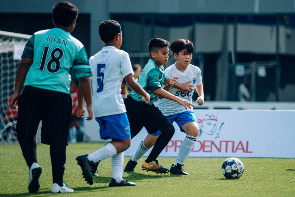 Participants of the Boys Under-11 tournament at the inaugural Tasek Sailors Charity Football fundraiser. (PHOTO: Lion City Sailors