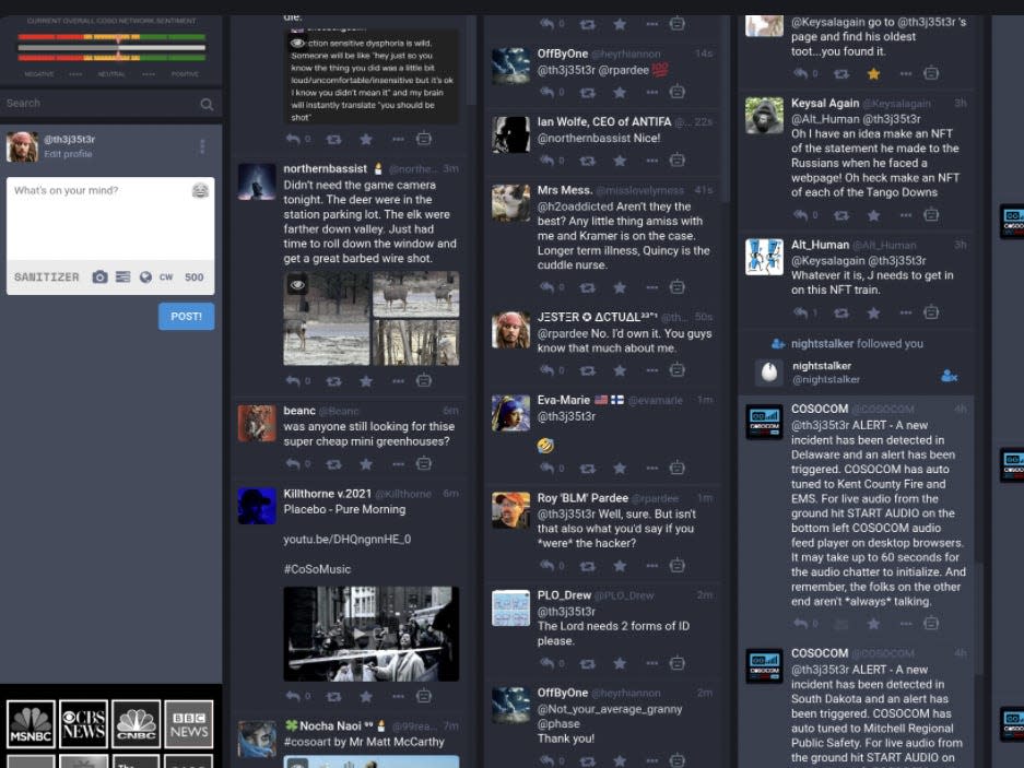 A look at a homepage of Counter Social, a new Twitter alternative