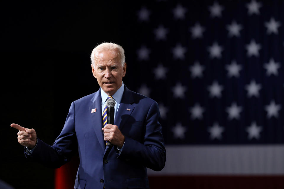 2020 Democratic U.S. presidential candidate and former Vice President Joe Biden speaks during the Presidential Gun Sense Forum in Des Moines, Iowa, U.S., August 10, 2019. (Photo: Scott Morgan/Reuters)