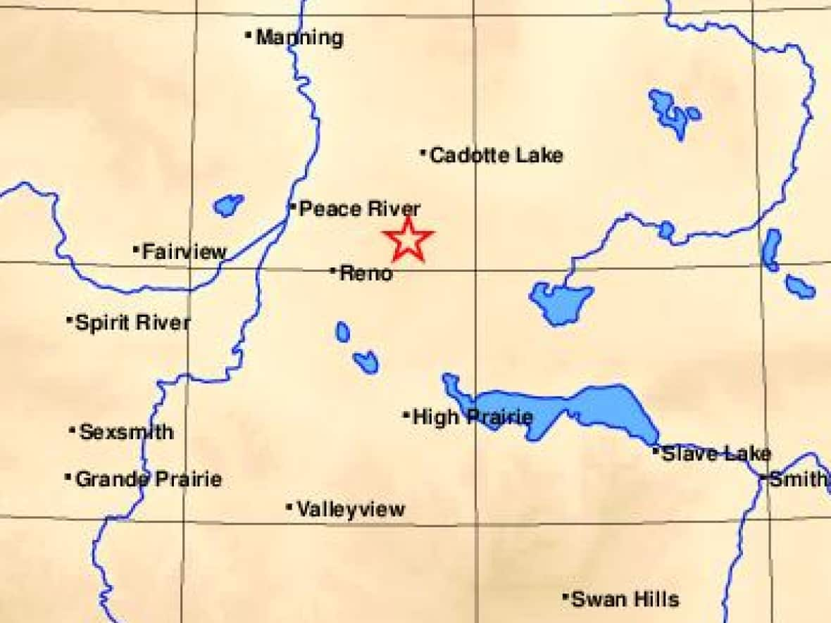 Scientists from the University of Alberta and Stanford University have found oil and gas activity to be a key culprit in triggering the province's largest documented earthquake. The Peace River region experienced a series of three earthquakes, one of which scientists found to had a magnitude of 5.6.  (Earthquakes Canada - image credit)