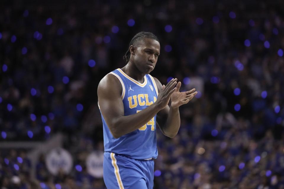 UCLA's David Singleton reacts to a play during the first half.