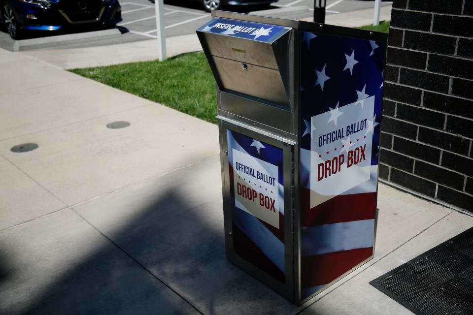 An official ballot drop box outside of the Kenton County Government Center in Covington on Tuesday, May 17, 2022.