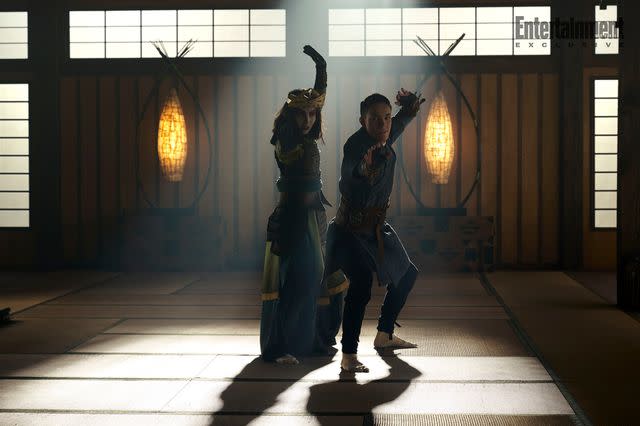 <p>Robert Falconer/Netflix</p> Maria Zhang as Suki and Ian Ousley as Sokka in 'Avatar: The Last Airbender'