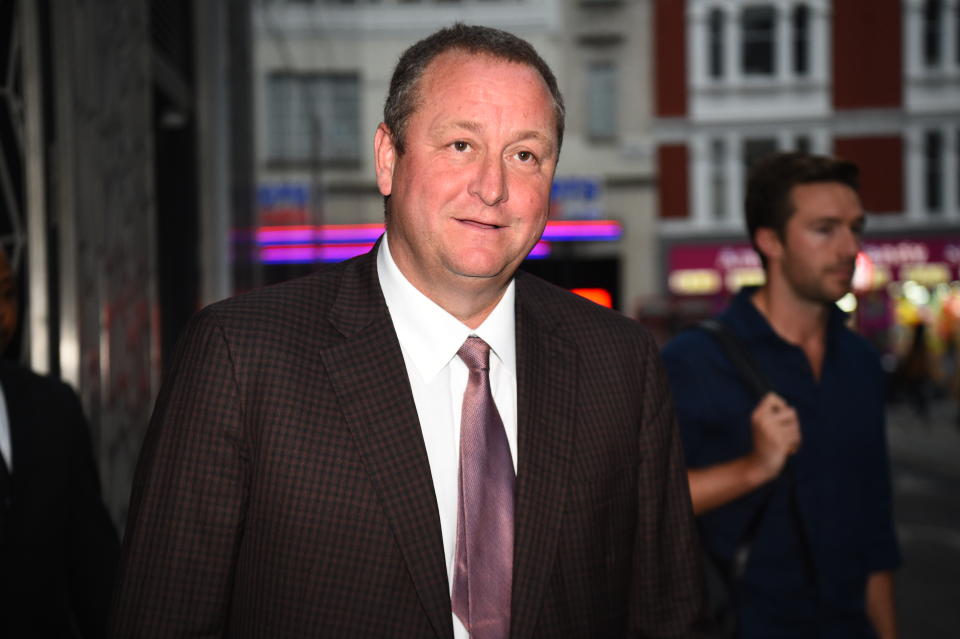 Sports Direct CEO Mike Ashley leaving the Sports Direct headquarters in London, as the company has revealed it is being pursued by authorities in Belgium over a 674 million euro (£605 million) tax bill, following a recent audit. (Photo by Kirsty O'Connor/PA Images via Getty Images)