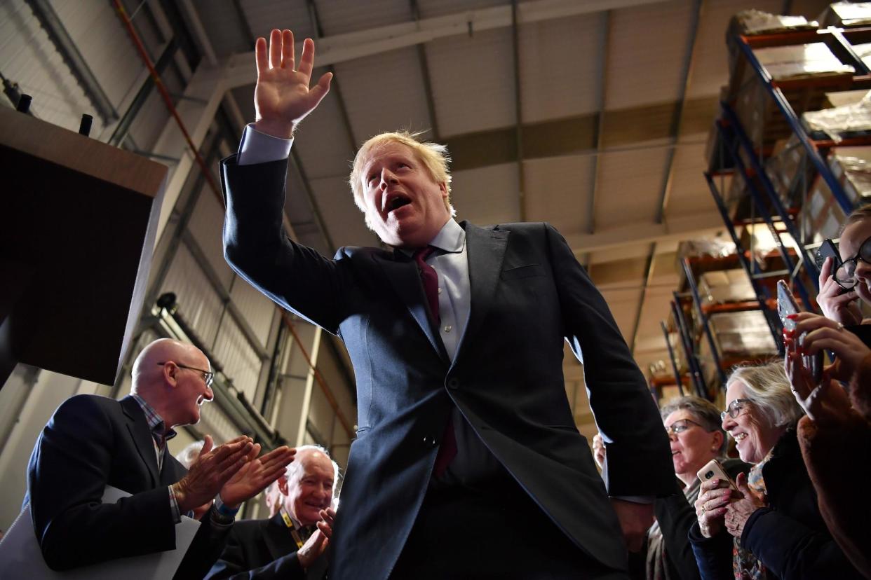 British Prime Minister and Conservative leader Boris Johnson arrives to speak at a general election campaign rally: Ben Stansall - WPA Pool/Getty Images