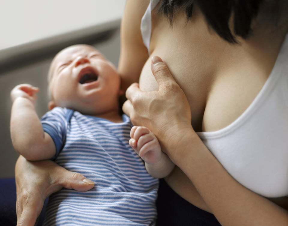 After birth, I had a desperate urge to breastfeed but no milk. (Getty)