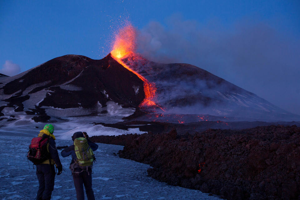 Etna erupts in fiery show