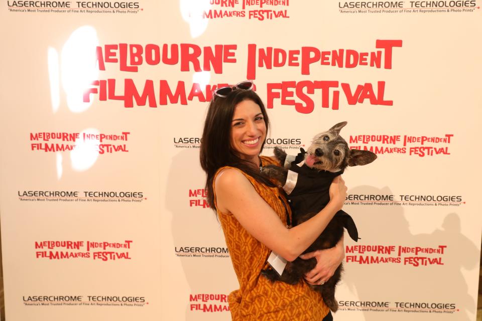 Aléa Figueroa and her Scottish terrier rescue, Eddie, pictured at the Melbourne Independent Filmmakers Festival, which was held Dec. 2-4.