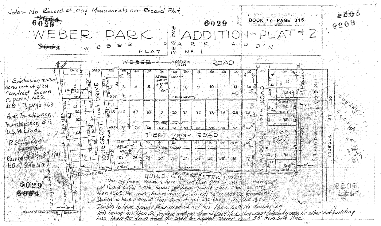 A plat record from 1901 showing the creation of Tibet Road.