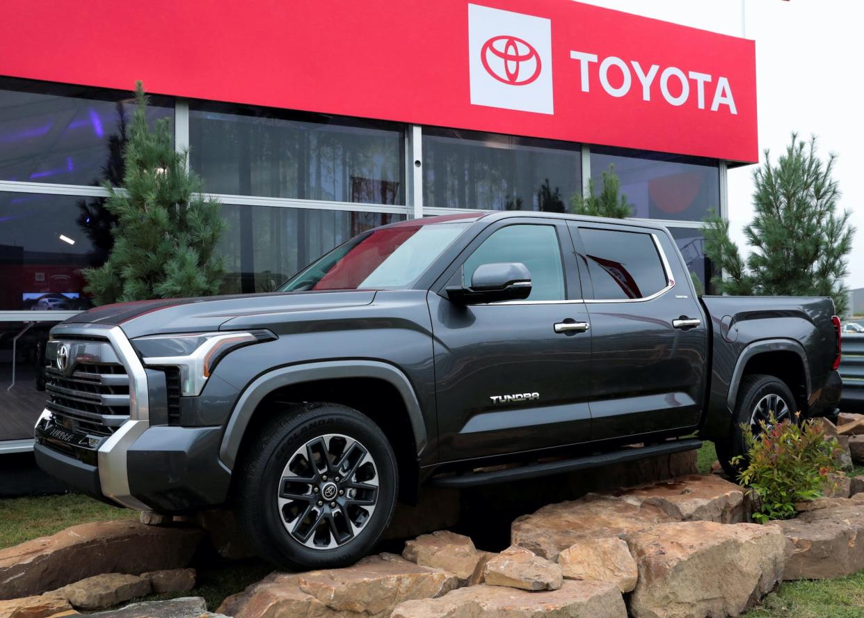 2022 Toyota Tundra is pictured during the Motor Bella 2021 auto show in Pontiac, Michigan, September 21, 2021.