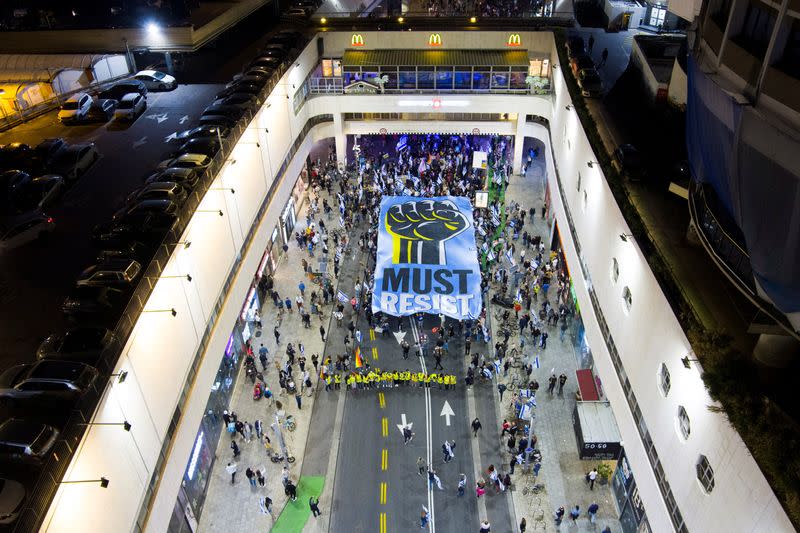 Protests against Israel's judicial overhaul, in Tel Aviv