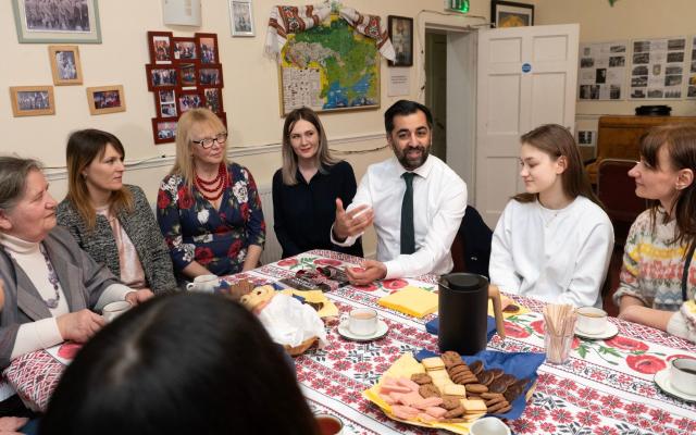 Humza Yusaf during a meeting with committee members of the Association of Ukrainians on March 16