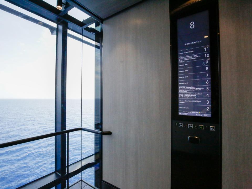 elevator in Silversea's Silver Ray cruise ship