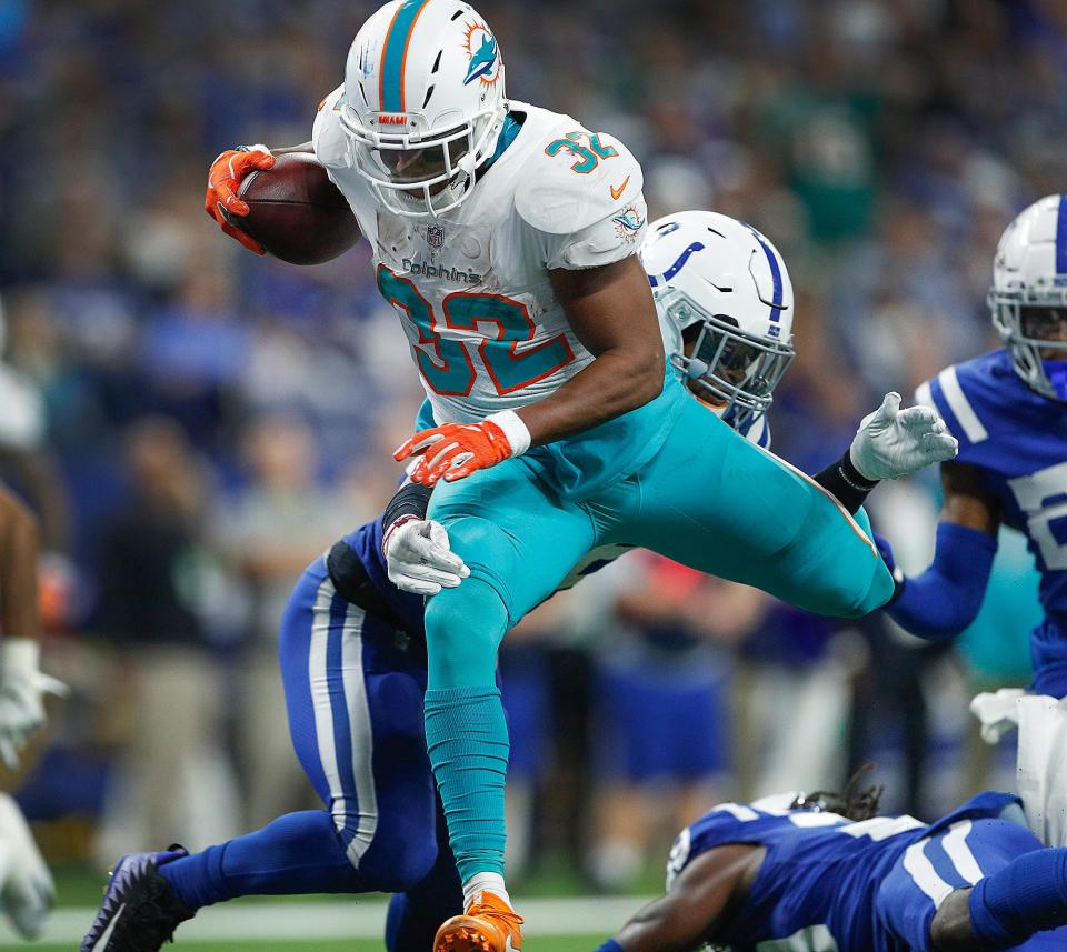 New Indianapolis Colts running back Kenyan Drake has built a productive seven-year career as a member of the Dolphins, Cardinals, Raiders and Ravens.