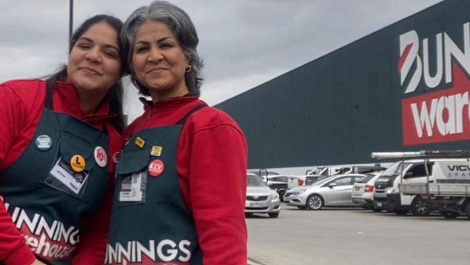 Atena Kashani and her mother Fatemeh Kashani (right) are pictured working at Bunnings in an Instagram post on Atena's account. Picture: Instagram