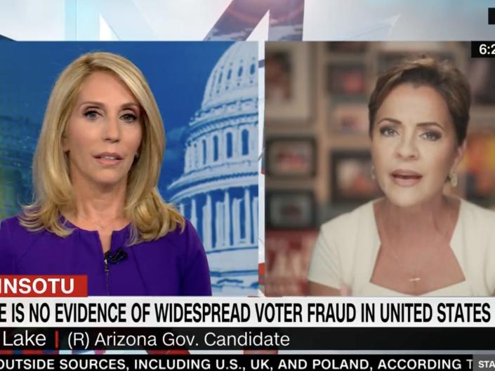 CNN host Dana Bash questions Arizona Gov. candidate Kari Lake on Sunday, October 16, 2022.