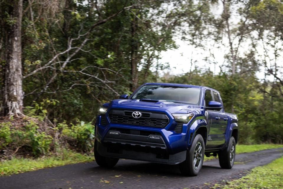 collection of 2024 toyota tacoma press images highlights trd sport, limited, and trd prerunner trim levels