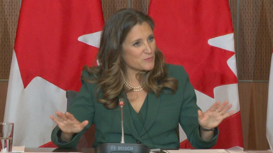 Finance Minister Chystia Freeland said she had yet to read the details of Alberta's report, but defended the fundamental ideas behind the Canada Pension Plan on Thursday.