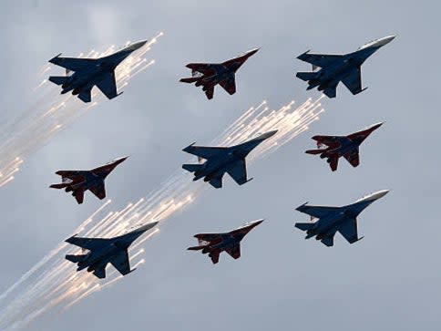 Russian Su-27 jet fighters and MIG 29 jet fighters (AFP via Getty Images)