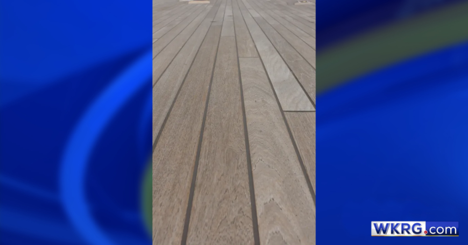 This is a picture of the new teak deck on the USS ALABAMA (News 5 photo).