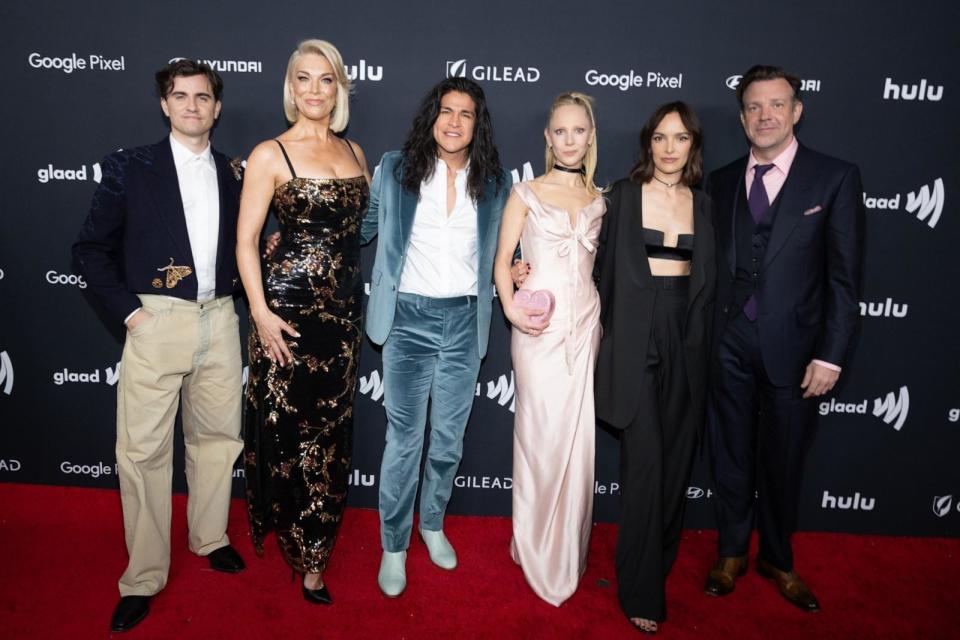 PHOTO: Billy Harris, Hannah Waddingham, Cristo Fernandez, Juno Temple, Jodi Balfour and Jason Sudeikis attends the 35th Annual GLAAD Media Awards at The Beverly Hilton on March 14, 2024 in Beverly Hills, Calif. (Steven Simione/WireImage via Getty Images)