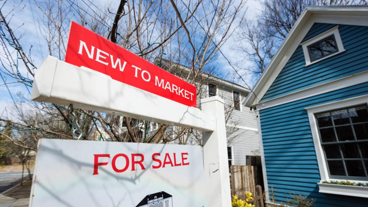 <div>A "For Sale" sign outside a home in Atlanta, Georgia, US, on Friday, Feb. 17, 2023. (Dustin Chambers/Bloomberg via Getty Images)</div>