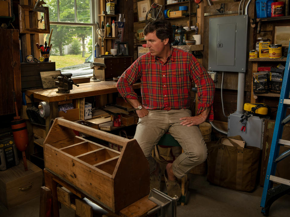 Carlson in his wood shop attached to his studio.<span class="copyright">Gillian Laub for TIME</span>