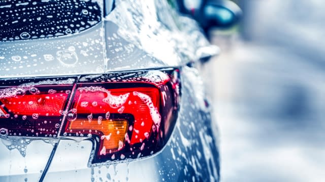 Car in a car wash.