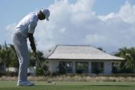 December 1, 2017; New Providence, The Bahamas; Tiger Woods putts on the fifth hole during the second round of the Hero World Challenge golf tournament at Albany. Kyle Terada-USA TODAY Sports