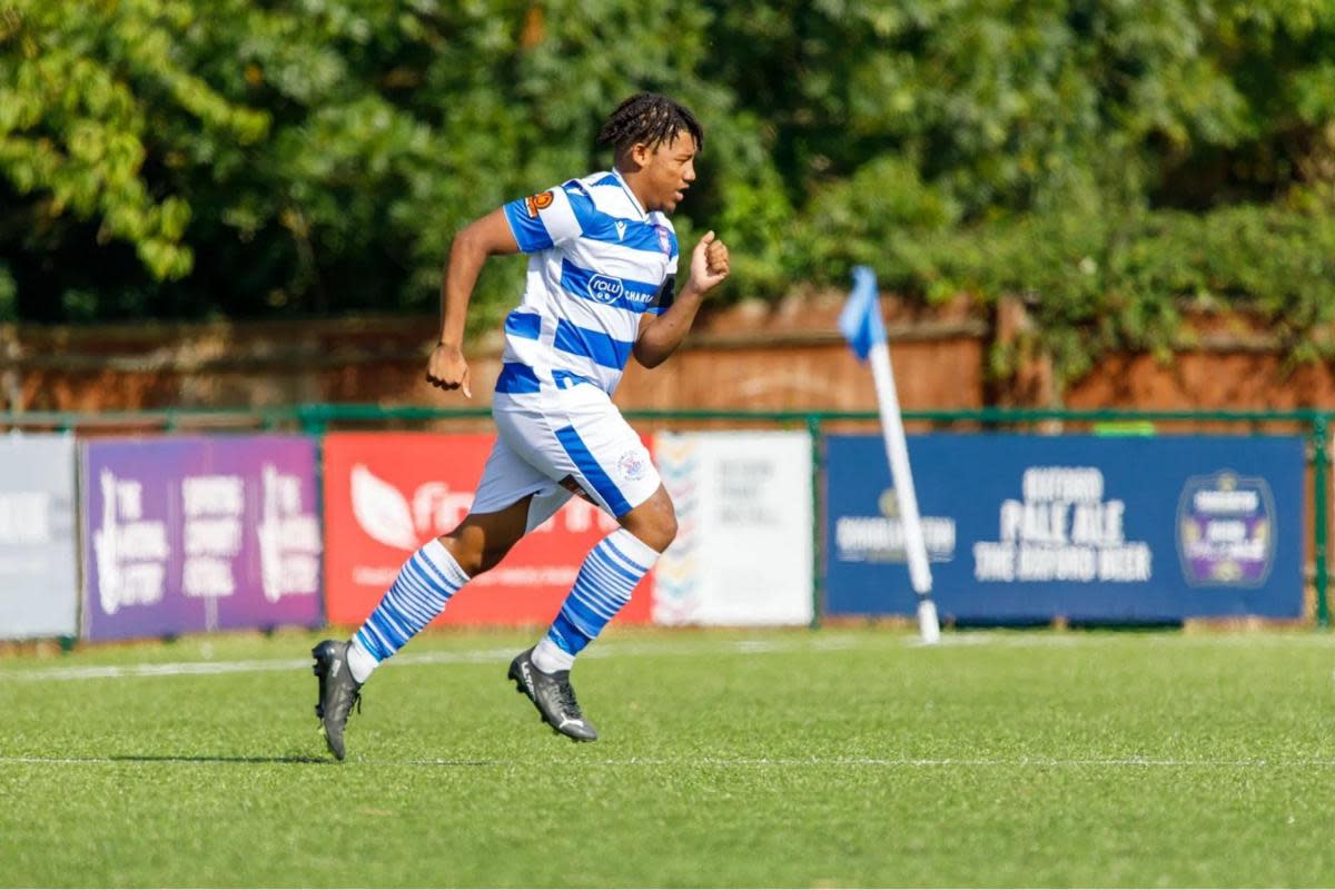 Latrell Humphrey-Ewers coming on for his Oxford City debut against Eastbourne Borough <i>(Image: Oxford City)</i>