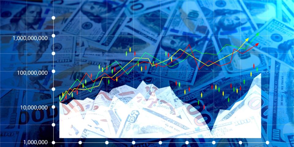 Creative of stock market chart and cash.