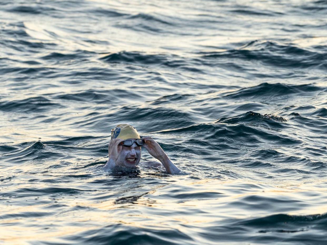 American swimmer Sarah Thomas completed the feat of endurance at about 6.30am after more than 54 hours of swimming: PA