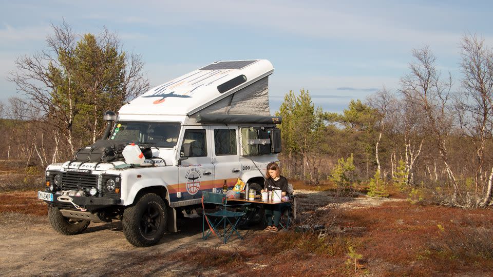 Voughny, seen in Finland, says that she and Chazee thought their dream road trip was "unachievable" until they began researching it. - Next Meridian Expedition