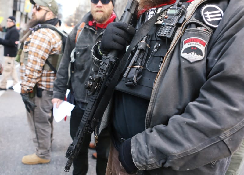 Gun rights advocates and militia members including leftist activist John Brown Gun Club attend rally in Richmond, Virginia
