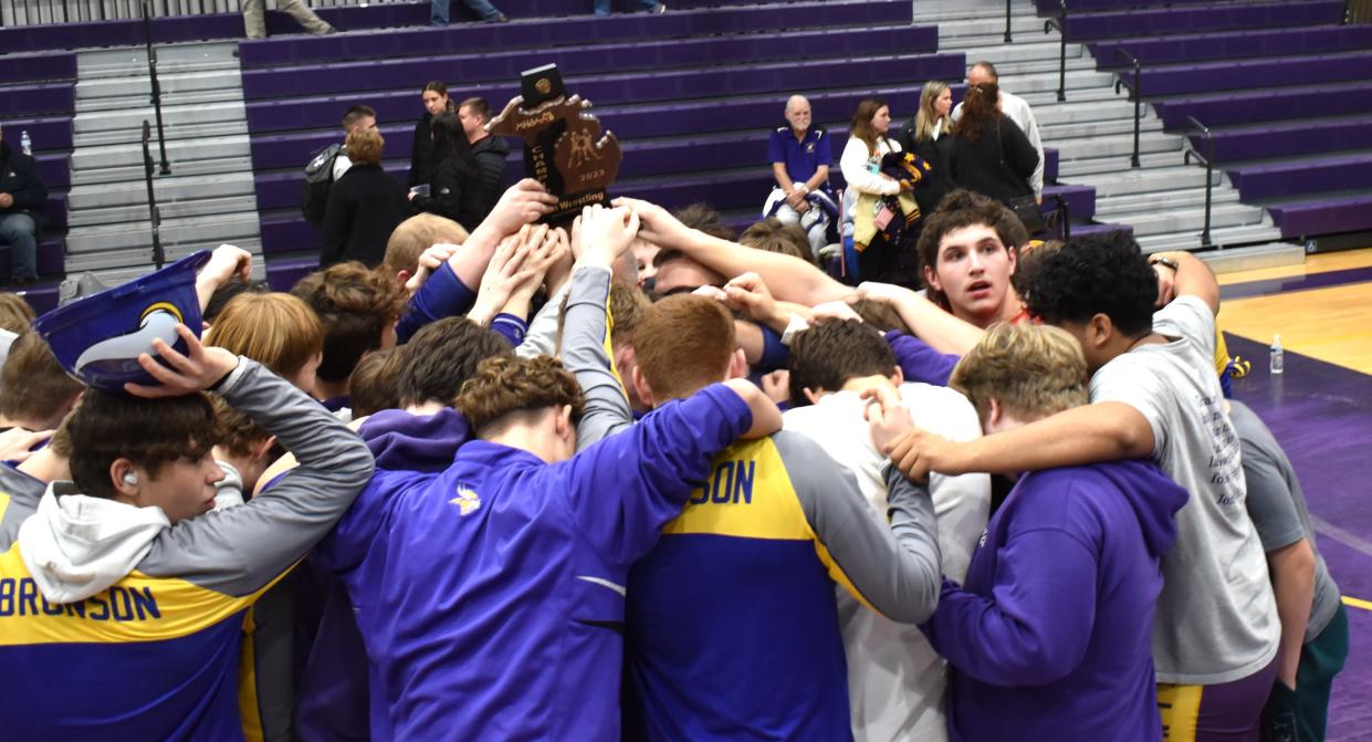 The Bronson Vikings took down rival Union City to win the D4 District Wrestling crown Wednesday night