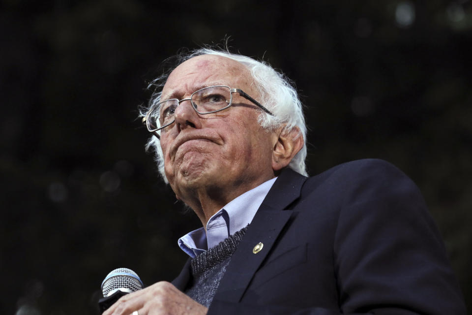 Democratic presidential candidate Sen. Bernie Sanders, I-Vt., pauses while speaking at a campaign event, Sunday, Sept. 29, 2019, at Dartmouth College in Hanover, N.H. (Photo: Cheryl Senter/AP)