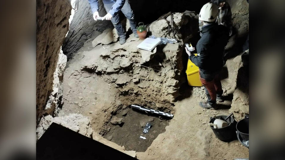 The latest excavations found charcoal and animal bones dated to 45,000 years ago, which suggest the cave was also used by the Neanderthals who occupied the region at that time.