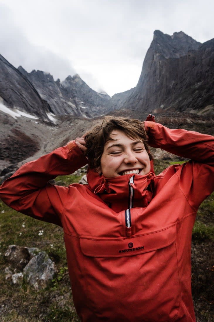 Maya all smiles in the remote Arrigetch mountains of Alaska. (Photo: Mathias Gruber)