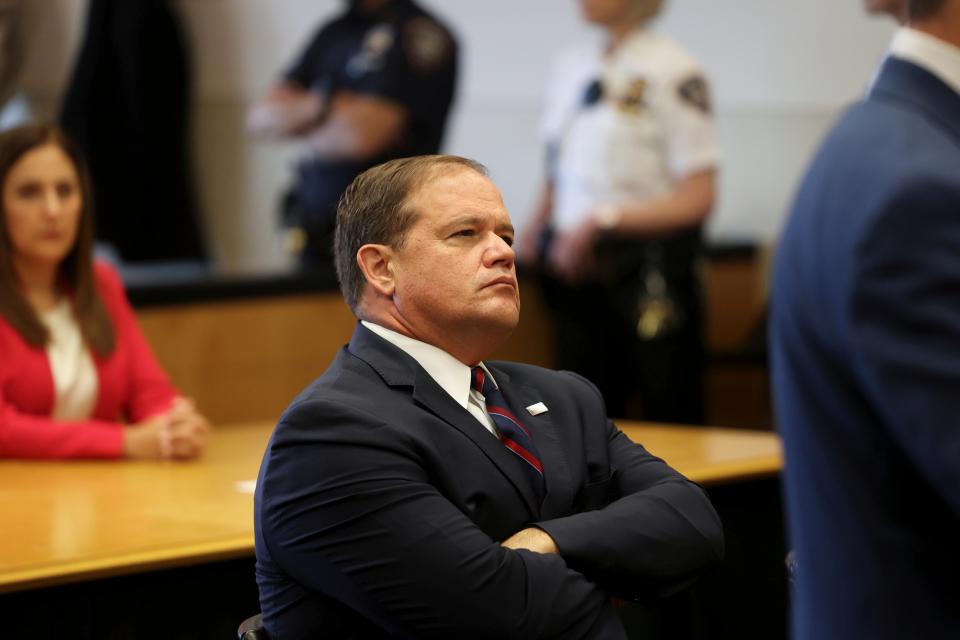 Suffolk County District Attorney Ray Tierney looks on during Rex Heuermann’s court appearance (AP)