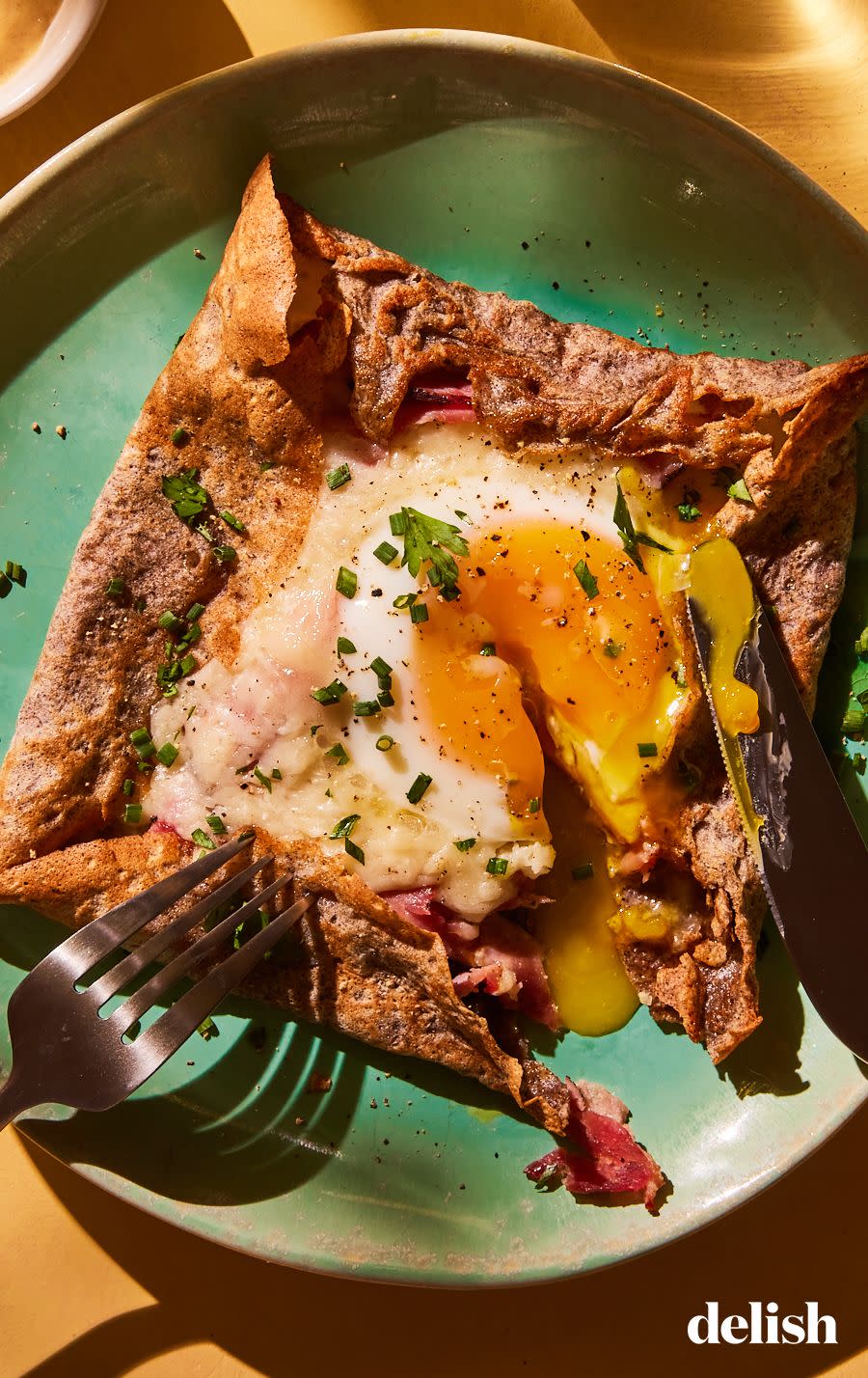 Buckwheat Galettes With Ham & Egg