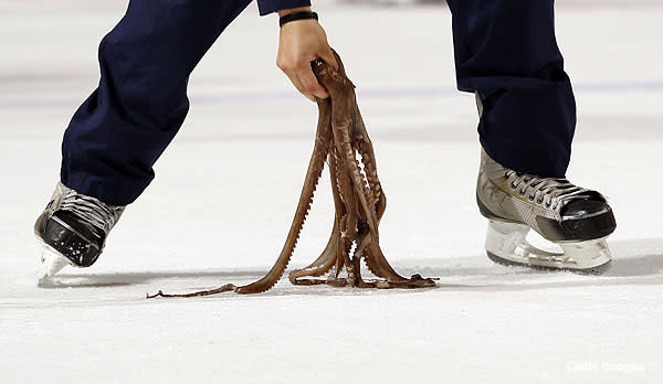 Fan Throws Giant Octopus on Ice at Detroit Red Wings Playoff Game