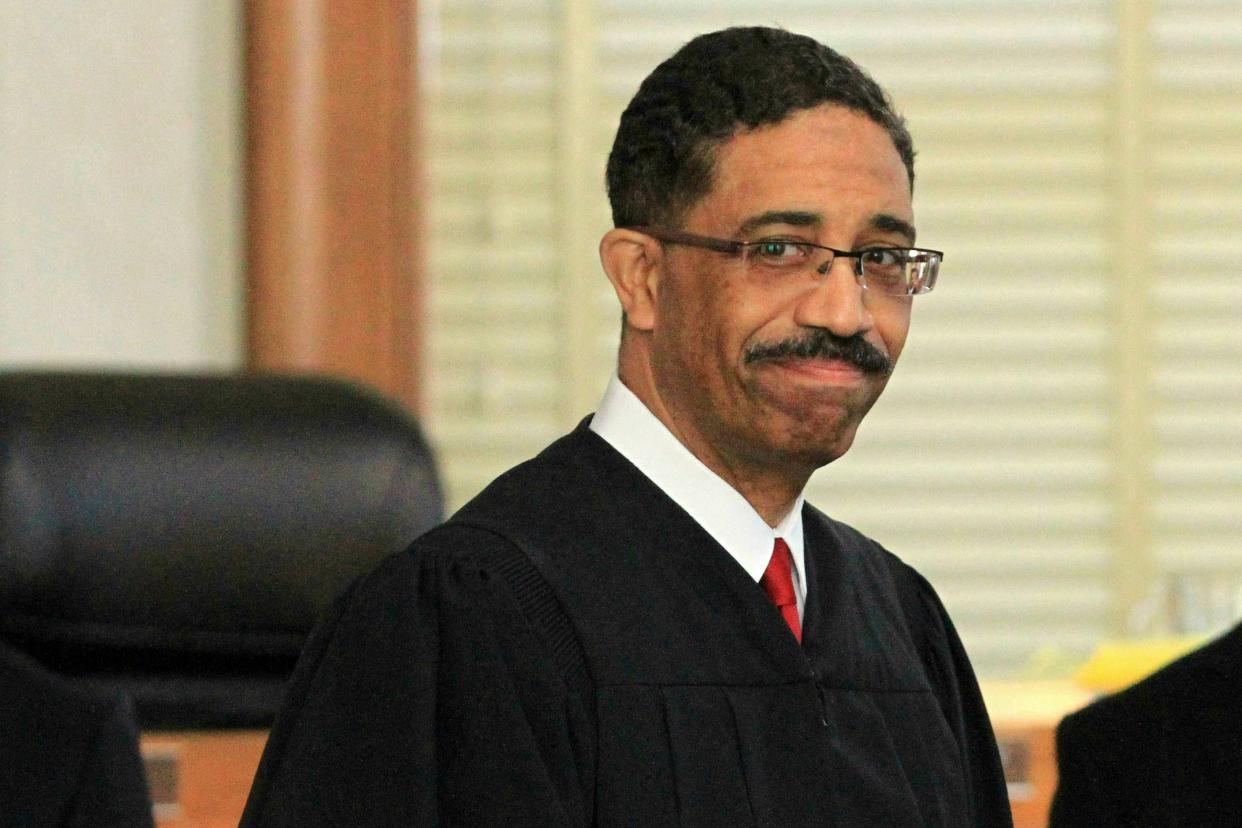 FILE - Associate Justice Michael Morgan attends a special session of the Supreme Court of North Carolina at New Bern City Hall, May 15, 2019, in New Bern, N.C. Morgan, a former state Supreme Court justice who stepped down early from the high court on Monday, Sept. 4, 2023, is challenging state Attorney General Josh Stein to become Gov. Roy Cooper's successor after the Democratic governor reaches the end of his term limit next year. (Gray Whitley/Sun Journal via AP, File)