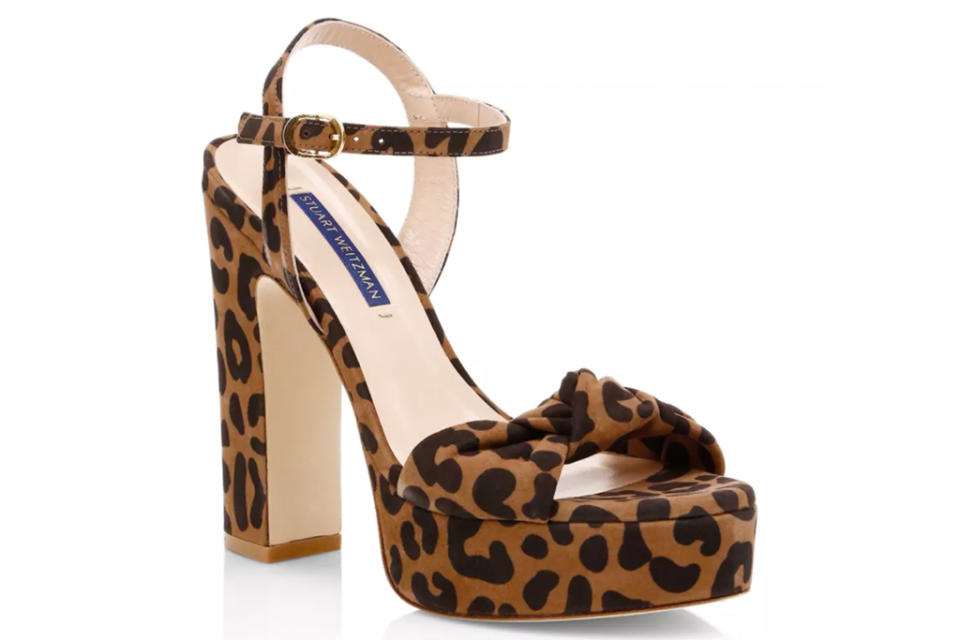 cheetah sandals, heels, platform, shoes, stuart weitzman