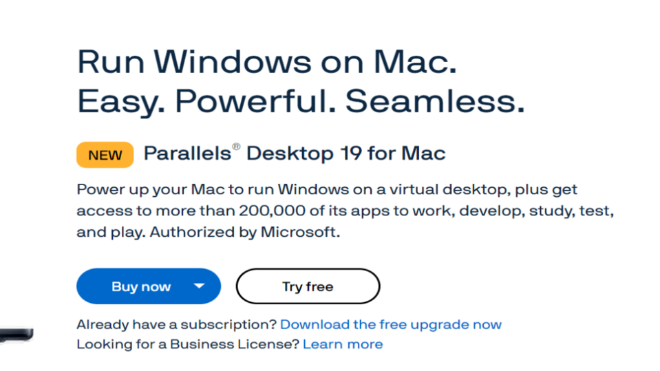  Website screenshot for Parallels Desktop 