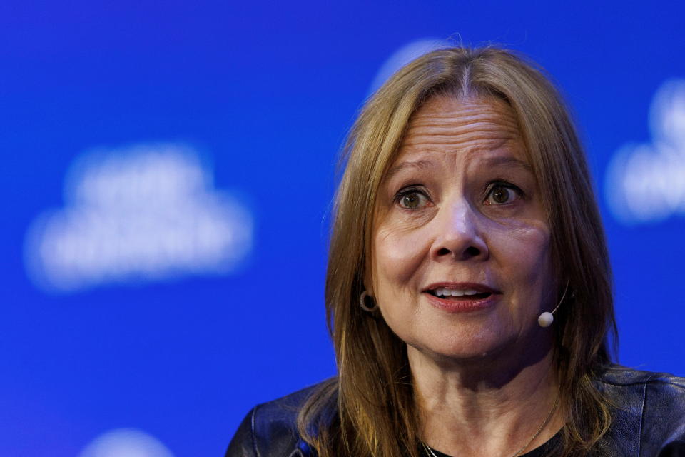 Mary Barra, Chair and CEO of General Motors Company speaks at the 2022 Milken Institute Global Conference in Beverly Hills, California, U.S., May 2, 2022.  REUTERS/Mike Blake