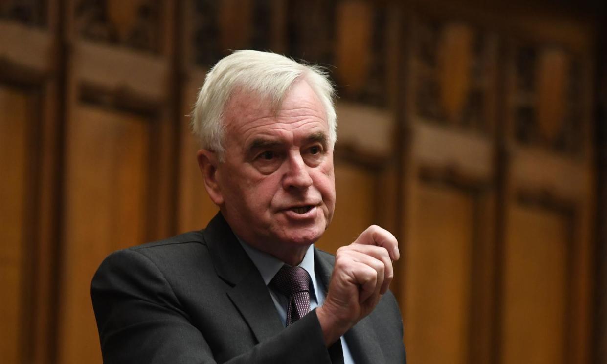 <span>John McDonnell and six other Labour MPs were <a href="https://www.theguardian.com/politics/article/2024/jul/24/keir-starmers-show-of-force-sends-message-to-his-backbenchers" rel="nofollow noopener" target="_blank" data-ylk="slk:suspended;elm:context_link;itc:0;sec:content-canvas" class="link rapid-noclick-resp">suspended </a>from the Labour party after voting for the SNP amendment to the king’s speech.</span><span>Photograph: UK Parliament/Jessica Taylor/PA</span>