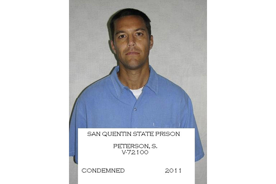 FILE - This file photo released by the California Department of Corrections and Rehabilitation shows Scott Peterson. Superior Court Judge Anne-Christine Massullo said Wednesday Oct. 6, 2021, that she plans to resentence Peterson to life in prison on Dec. 8, while she separately considers whether he receives a new trial in the 2002 murders of his pregnant wife and unborn son. (California Department of Corrections and Rehabilitation via AP, File)