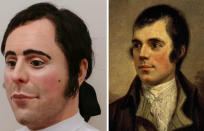 <p>Robert Burns es el poeta en lengua escocesa más conocido de la historia. Vivió entre 1759 y 1796. Con su cráneo, investigadores de la Universidad de Dundee consiguieron hacer esta reproducción facial. (Foto: Universidad de Dundee / Wikimedia Commons). </p>