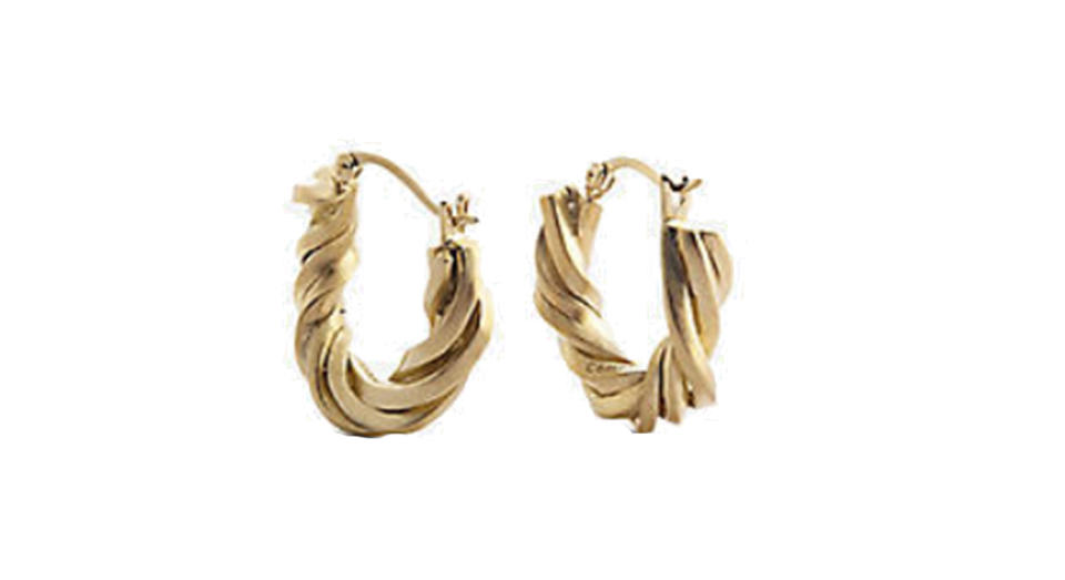 Twisted 14ct yellow-gold plated sterling silver earrings